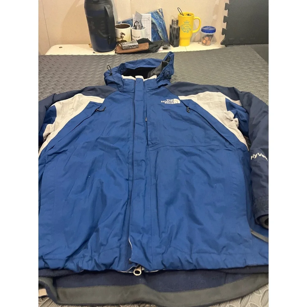 North Face Y2K Vintage 3 In 1 Hyvent Ski Jacket Hoodie Sweater Vtg Blue Sz Med